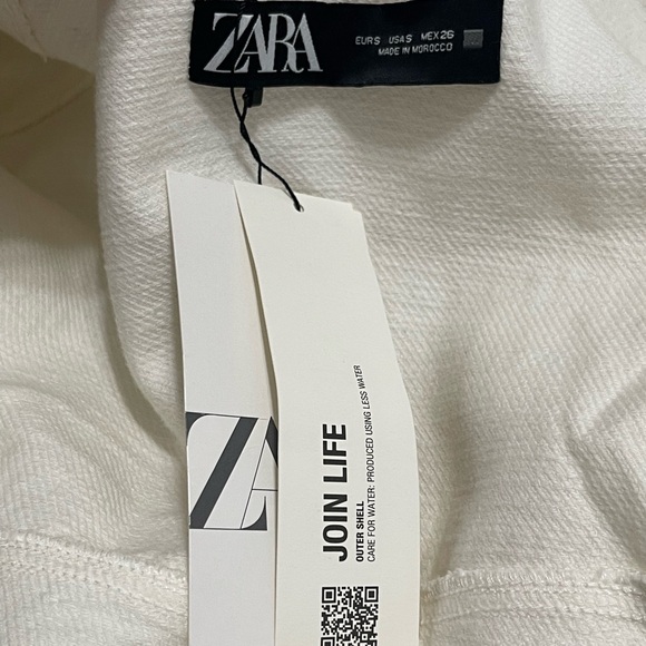 NWT Women’s Size Small Zara Frayed Oversized Button-down Shirt 100% Cotton White - Picture 8 of 13